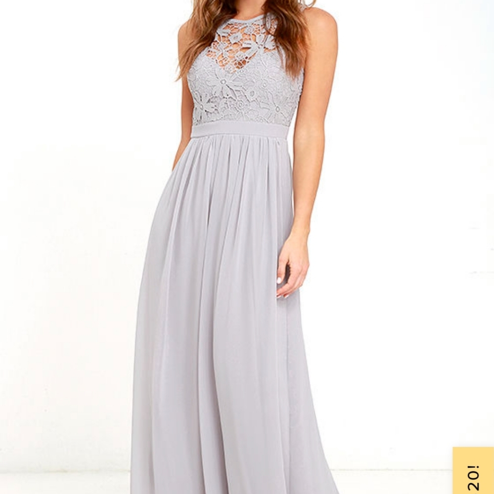 Moving Sale! Lulus "So Far Gown" grey maxi dress